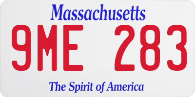 MA license plate 9ME283