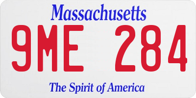 MA license plate 9ME284
