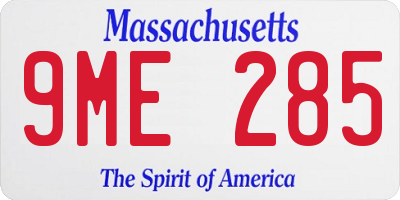 MA license plate 9ME285