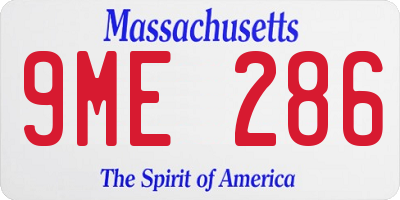 MA license plate 9ME286