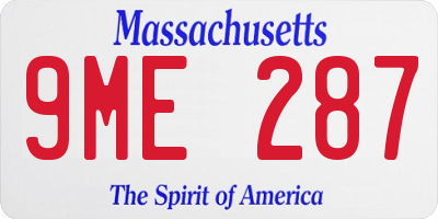 MA license plate 9ME287