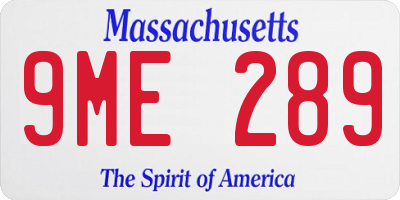 MA license plate 9ME289