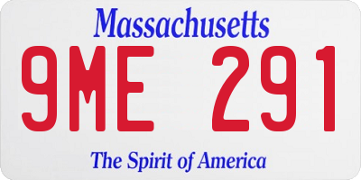 MA license plate 9ME291