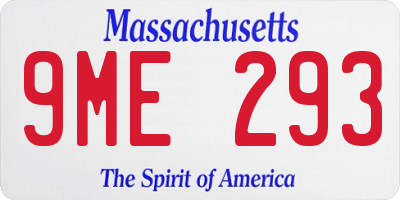 MA license plate 9ME293