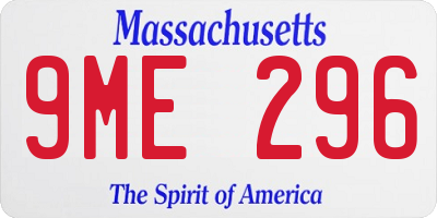 MA license plate 9ME296