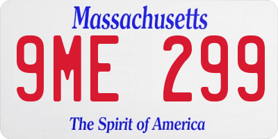 MA license plate 9ME299