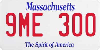 MA license plate 9ME300