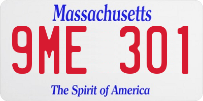 MA license plate 9ME301
