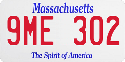 MA license plate 9ME302