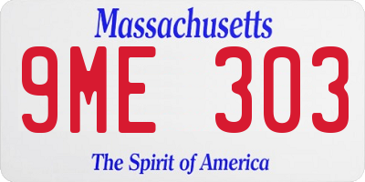 MA license plate 9ME303