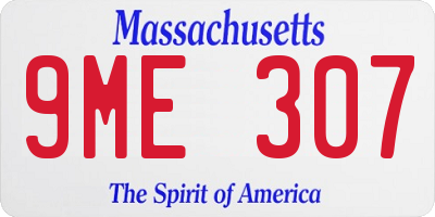 MA license plate 9ME307