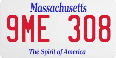 MA license plate 9ME308