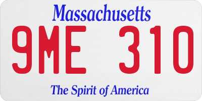 MA license plate 9ME310