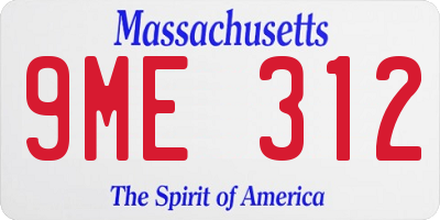 MA license plate 9ME312
