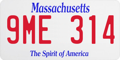 MA license plate 9ME314