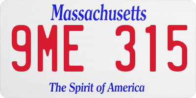 MA license plate 9ME315