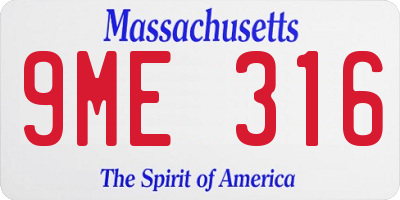 MA license plate 9ME316