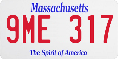 MA license plate 9ME317