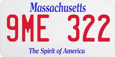 MA license plate 9ME322