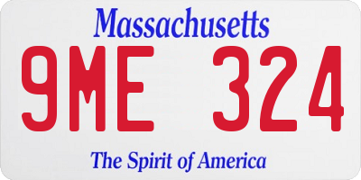 MA license plate 9ME324