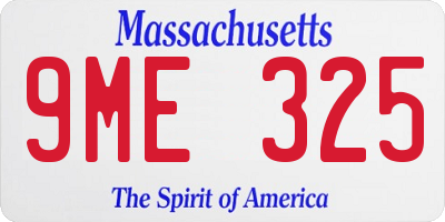 MA license plate 9ME325