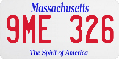 MA license plate 9ME326