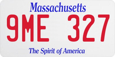 MA license plate 9ME327