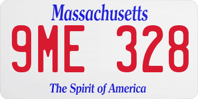 MA license plate 9ME328