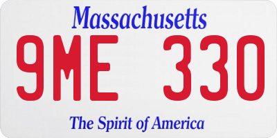 MA license plate 9ME330