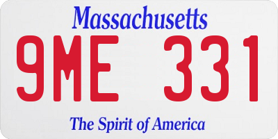 MA license plate 9ME331