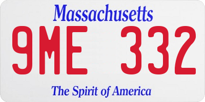 MA license plate 9ME332