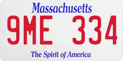 MA license plate 9ME334