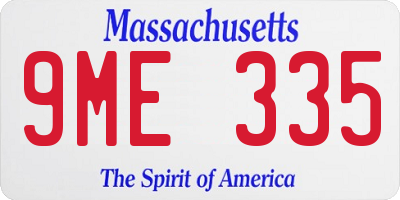 MA license plate 9ME335