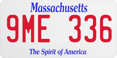 MA license plate 9ME336
