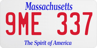 MA license plate 9ME337