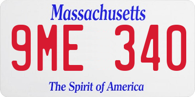 MA license plate 9ME340