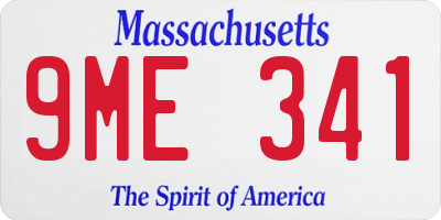 MA license plate 9ME341