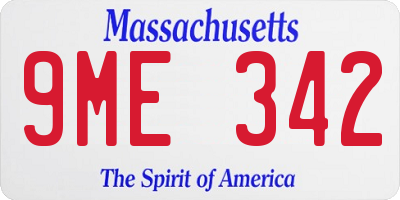 MA license plate 9ME342