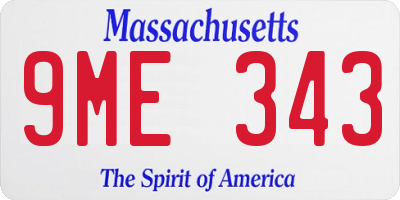 MA license plate 9ME343