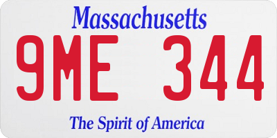 MA license plate 9ME344