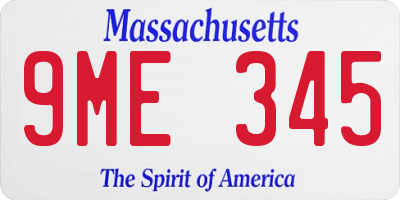 MA license plate 9ME345