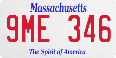 MA license plate 9ME346
