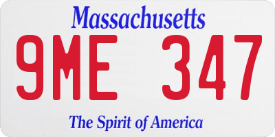 MA license plate 9ME347