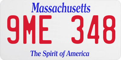 MA license plate 9ME348