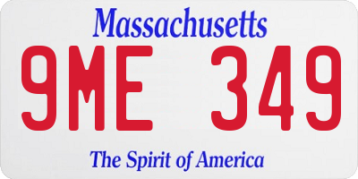 MA license plate 9ME349