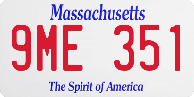 MA license plate 9ME351