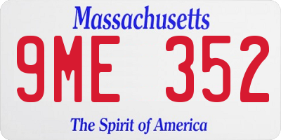MA license plate 9ME352