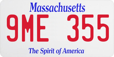 MA license plate 9ME355