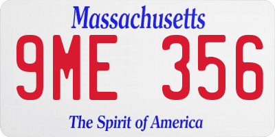 MA license plate 9ME356