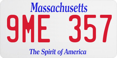 MA license plate 9ME357